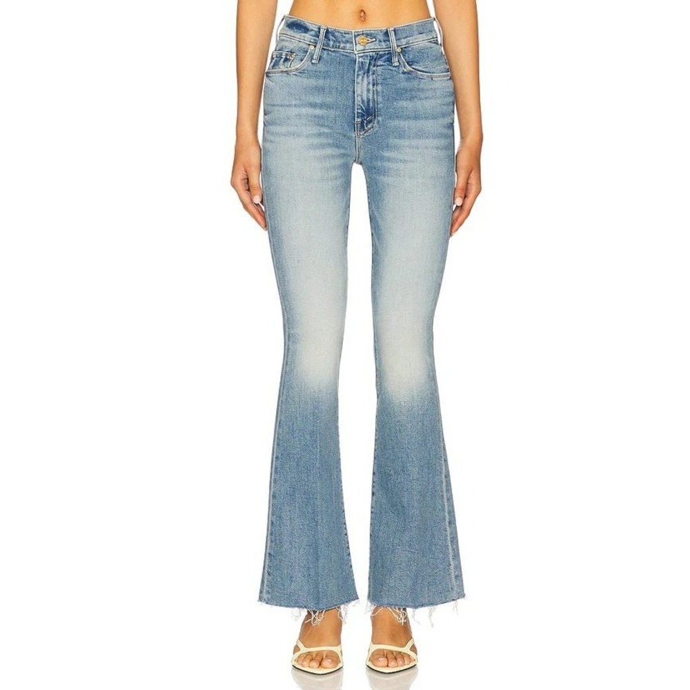 Mother The Weekender Fray Flare Jeans Punk Charming Blue Women Size 26